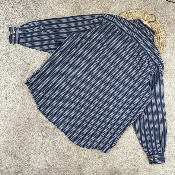 Carhartt Men’s Vintage Rugged Outdoor Wear Button Down Shirt Striped in Blue XL - Picture 7 of 15